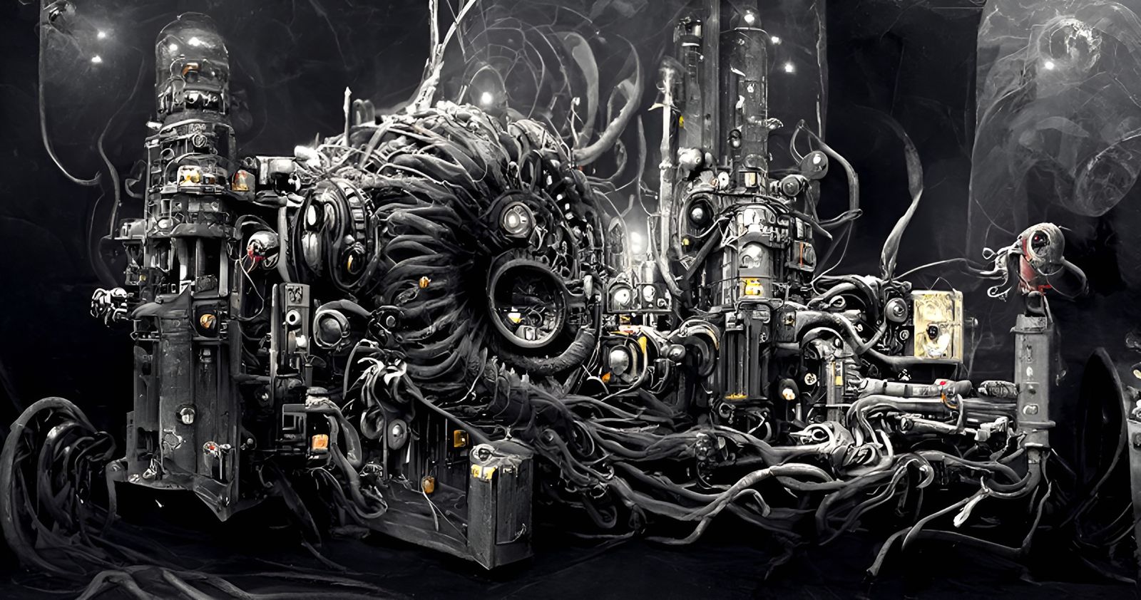 Eldritch Sci-Fi Power Generator in Cosmic Horror Style