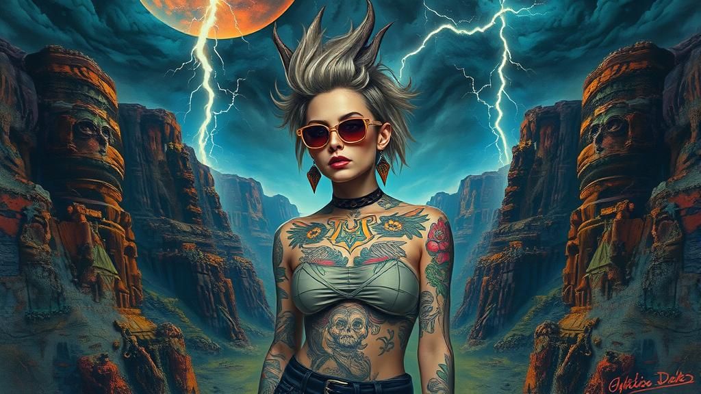 Southern Gothic Punk Rocker in Apocalyptic Canyon