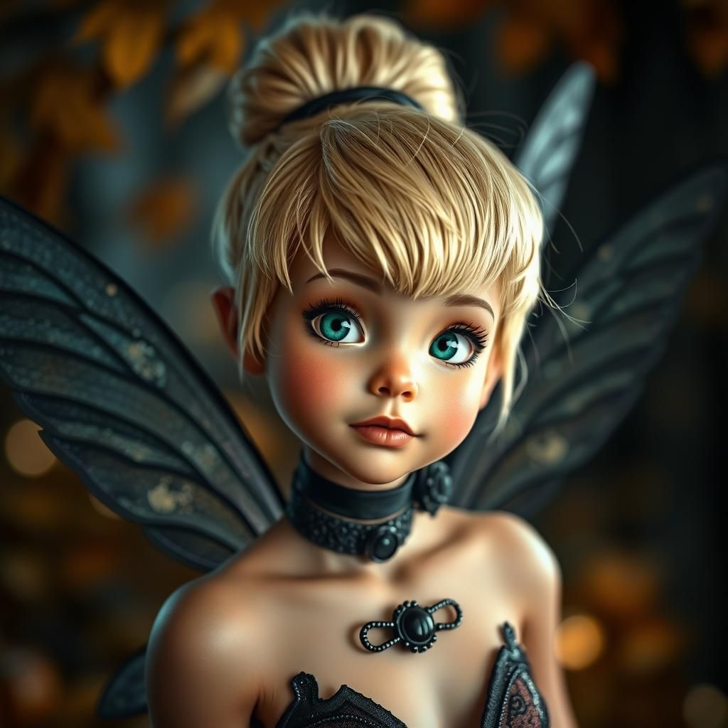 Goth Tinkerbell Portrait in Autumnal Halloween Setting