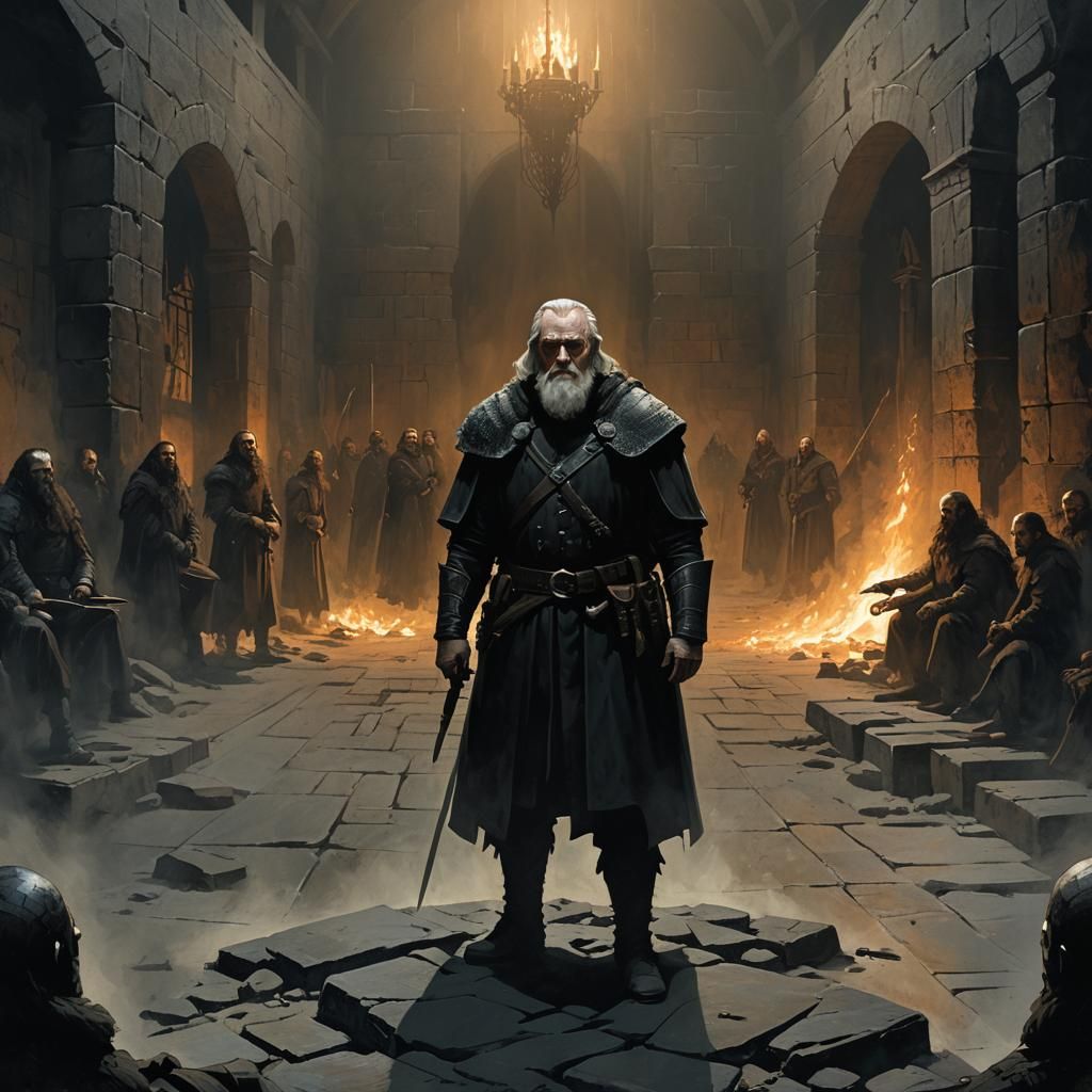 Jeor Mormont in Dimly Lit Hall, Concept Art