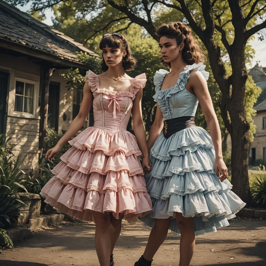 Cinematic Film Still: Man in Quinceañera Dress