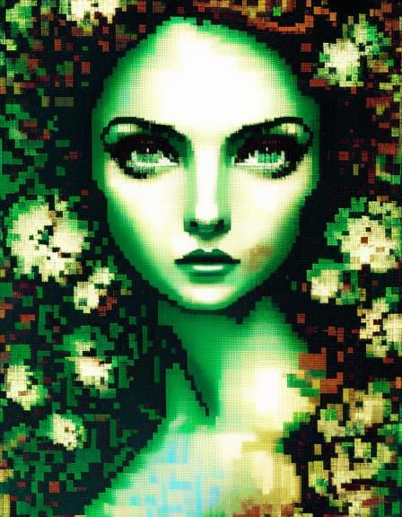 Green Pixel Portrait