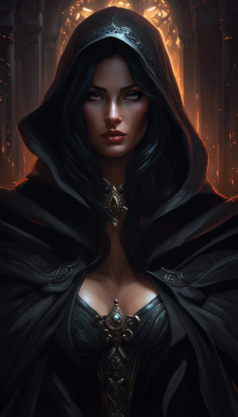 Ethereal Shadow Thief in Dark Hood, Fantasy Art