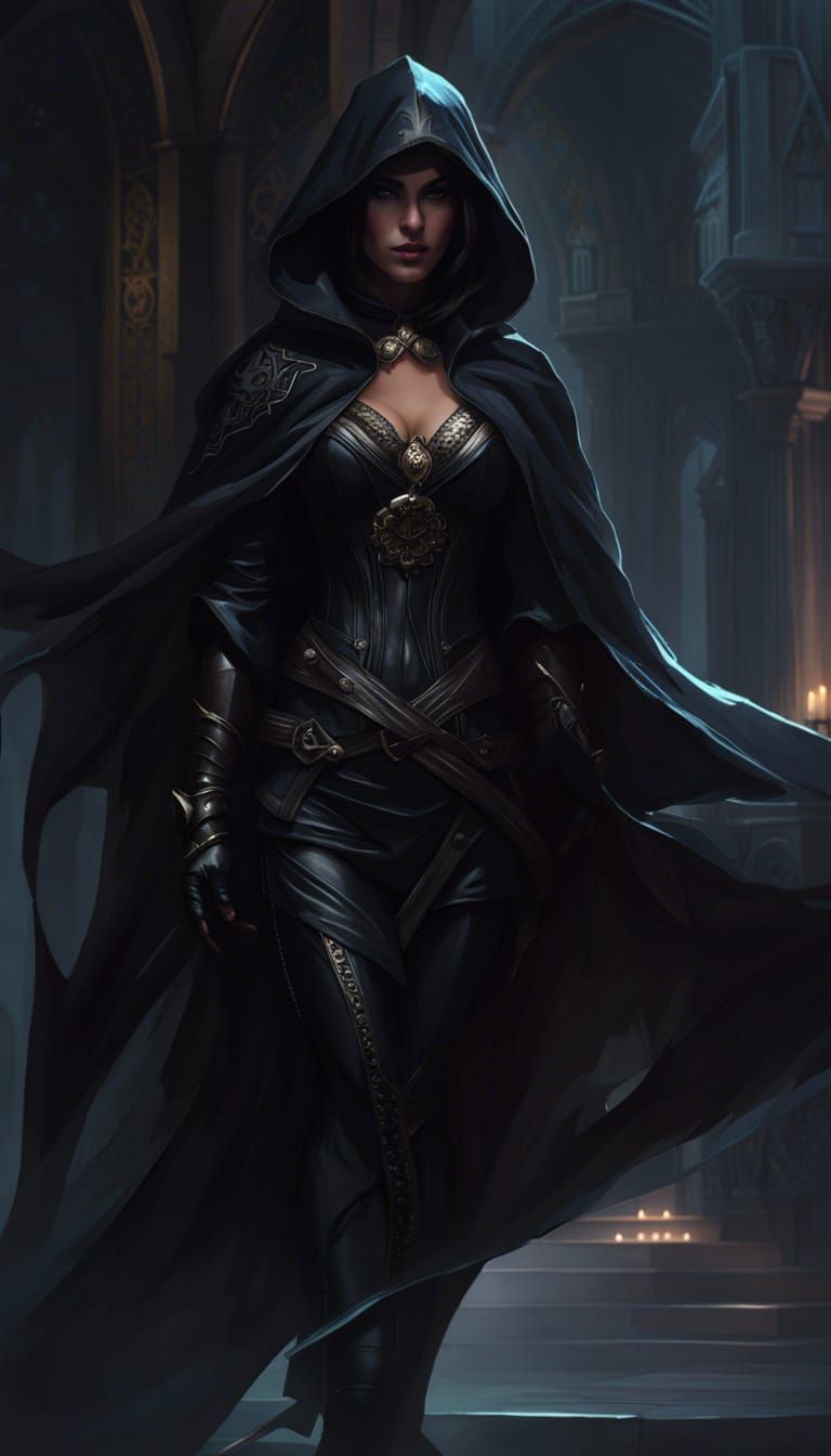 Ethereal Shadow Thief in Dark Hood, Fantasy Art