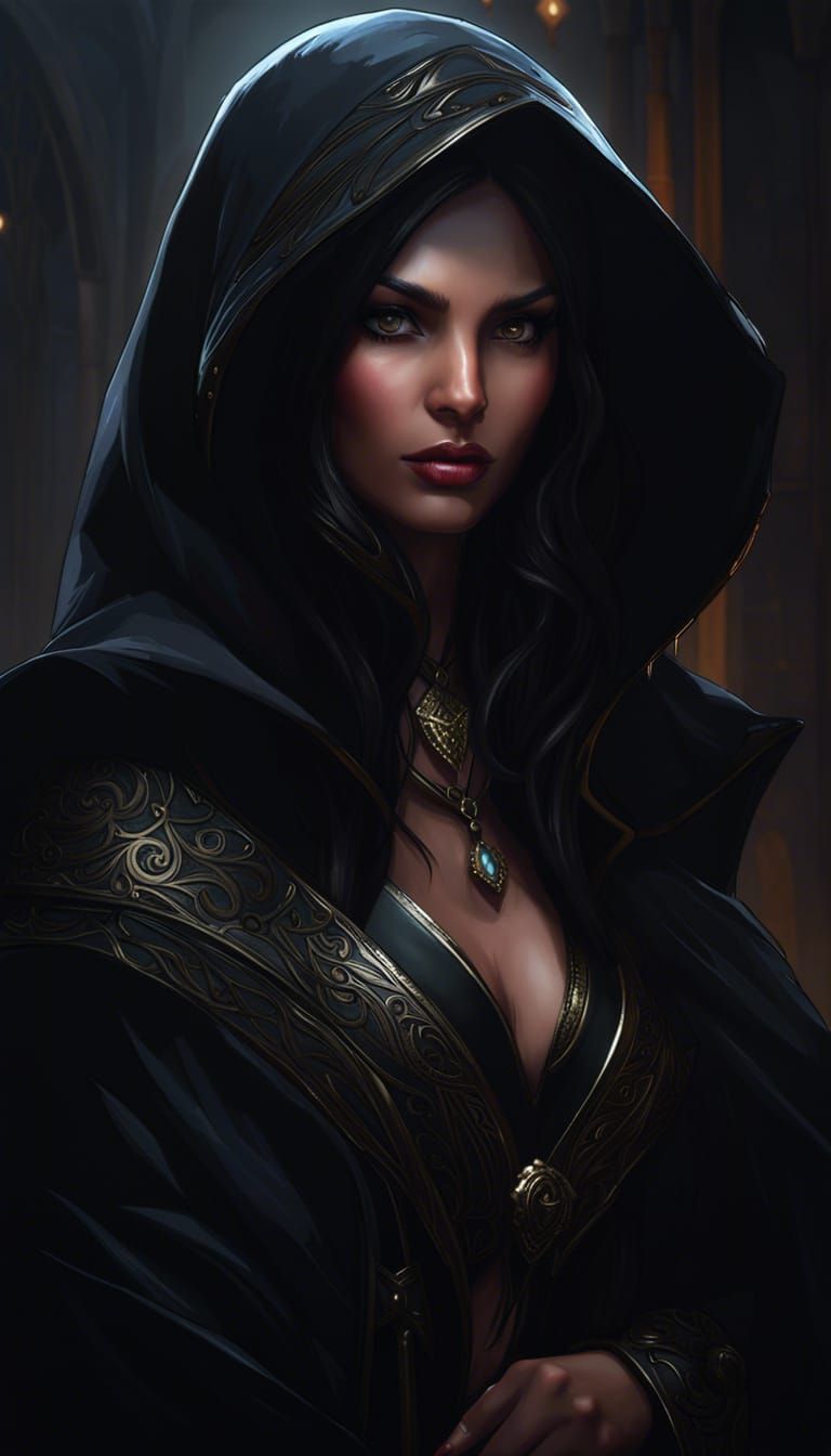 Ethereal Shadow Thief in Dark Hood, Fantasy Art