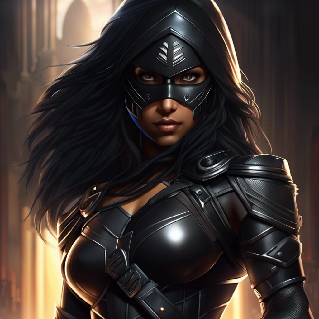 Indian Superheroine on Rooftop in Tactical Armor