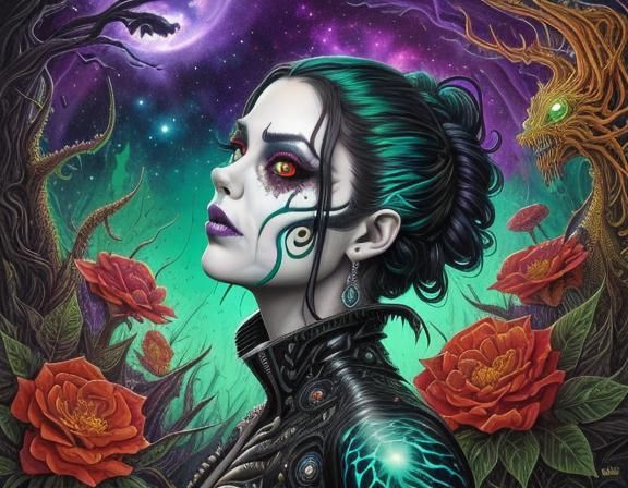 Lovecraftian Creature with Sunken Eyes, Watercolor Style