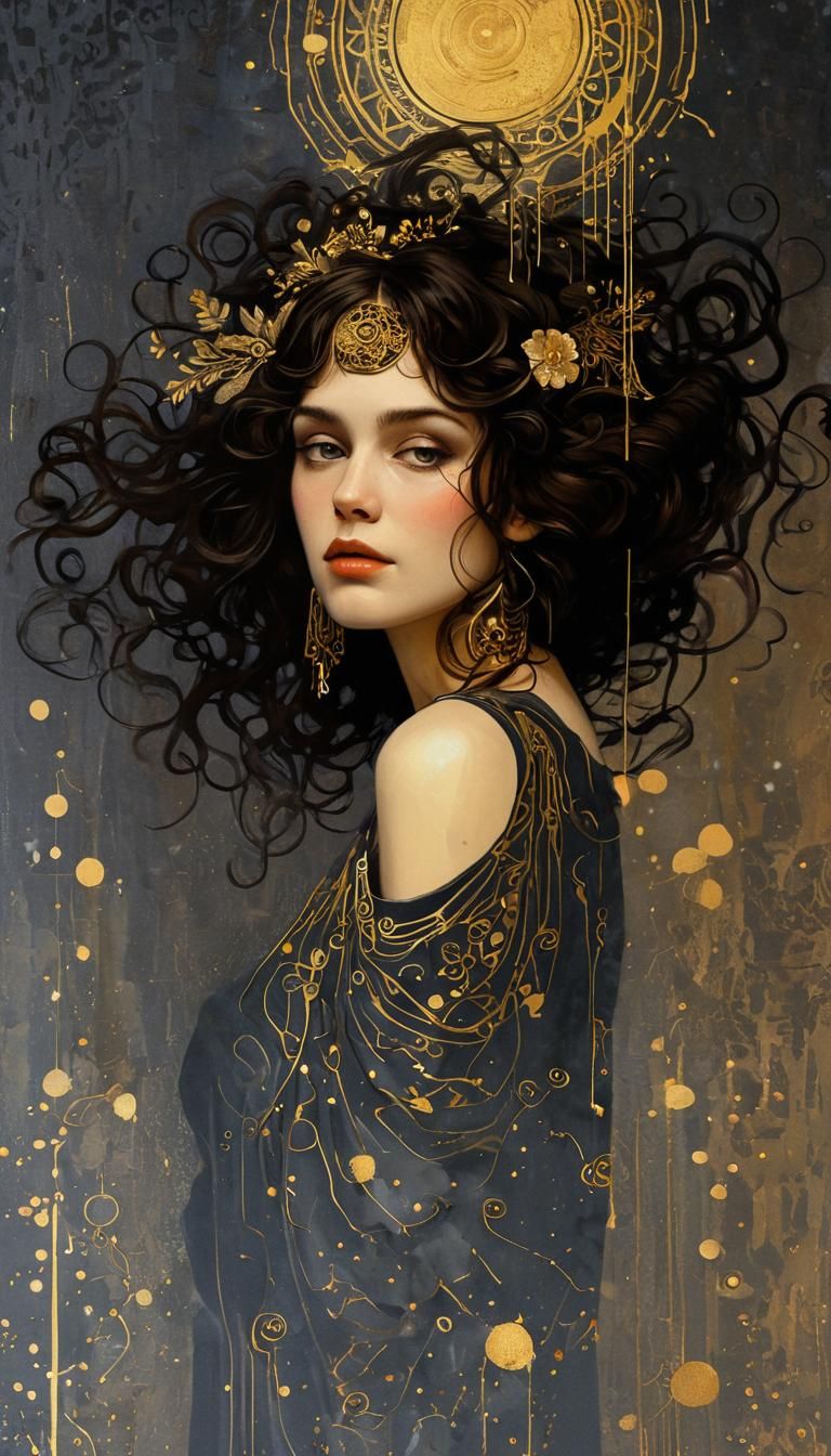 Golden Impasto Art Deco Ornament