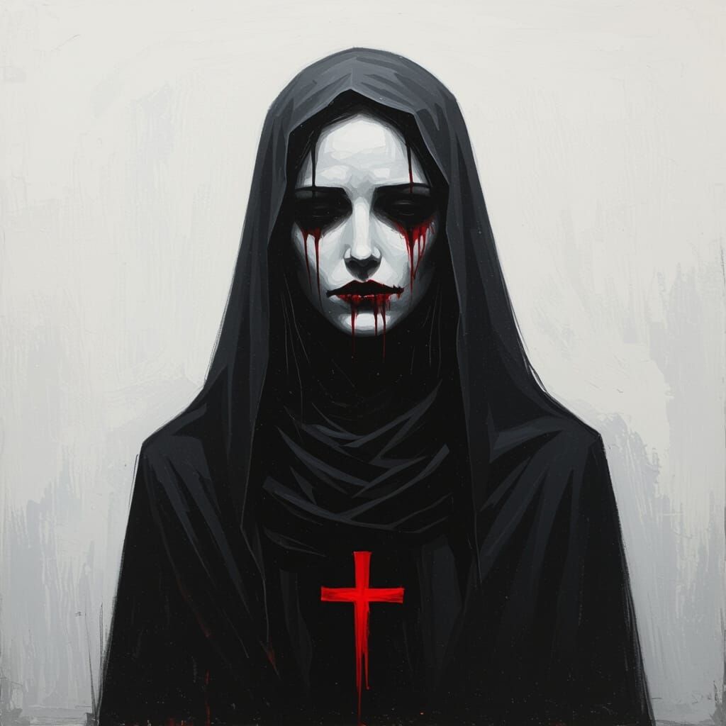 Crude Painting of Martyr Complex in Indie Rock Horror Style