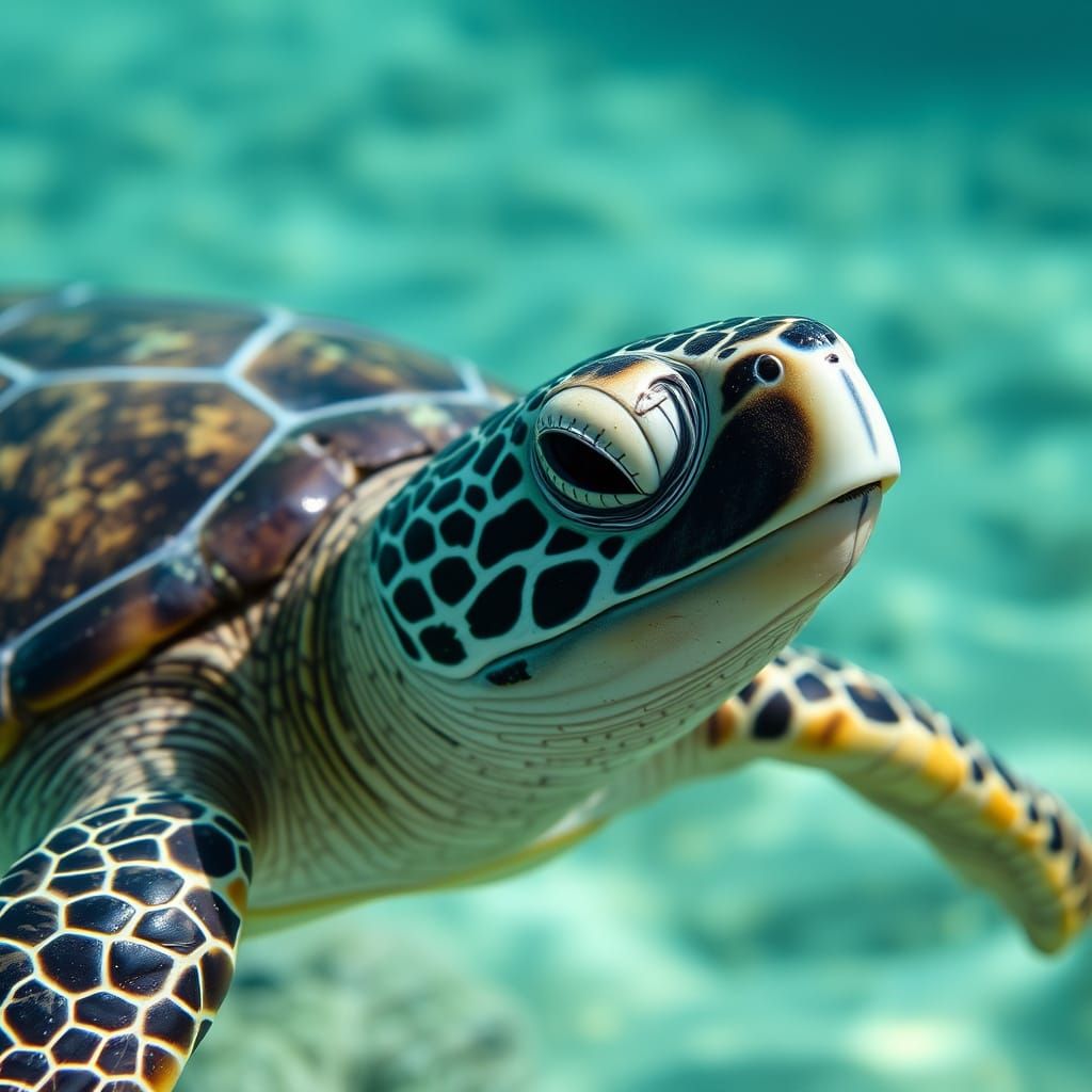Sea Turtle Close-Up in Natural Habitat