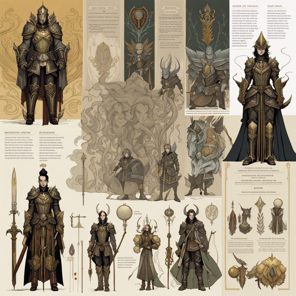 Fantasy Armor with Magical Properties and Diagrams
