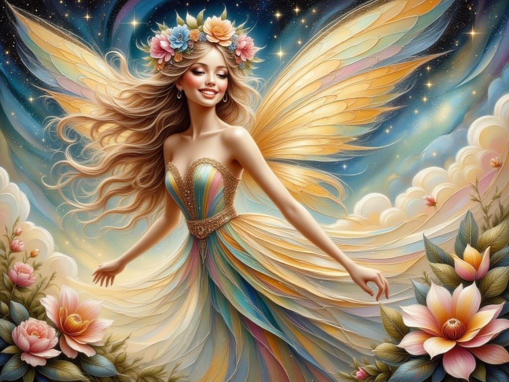 Queen Fairy of Love and Sweetness in Glittery Dress