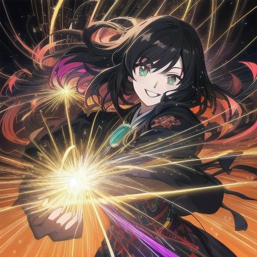 Girl Singing with Friends in Anime Style