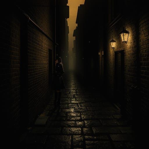 Woman in Dark Academia Alleyway