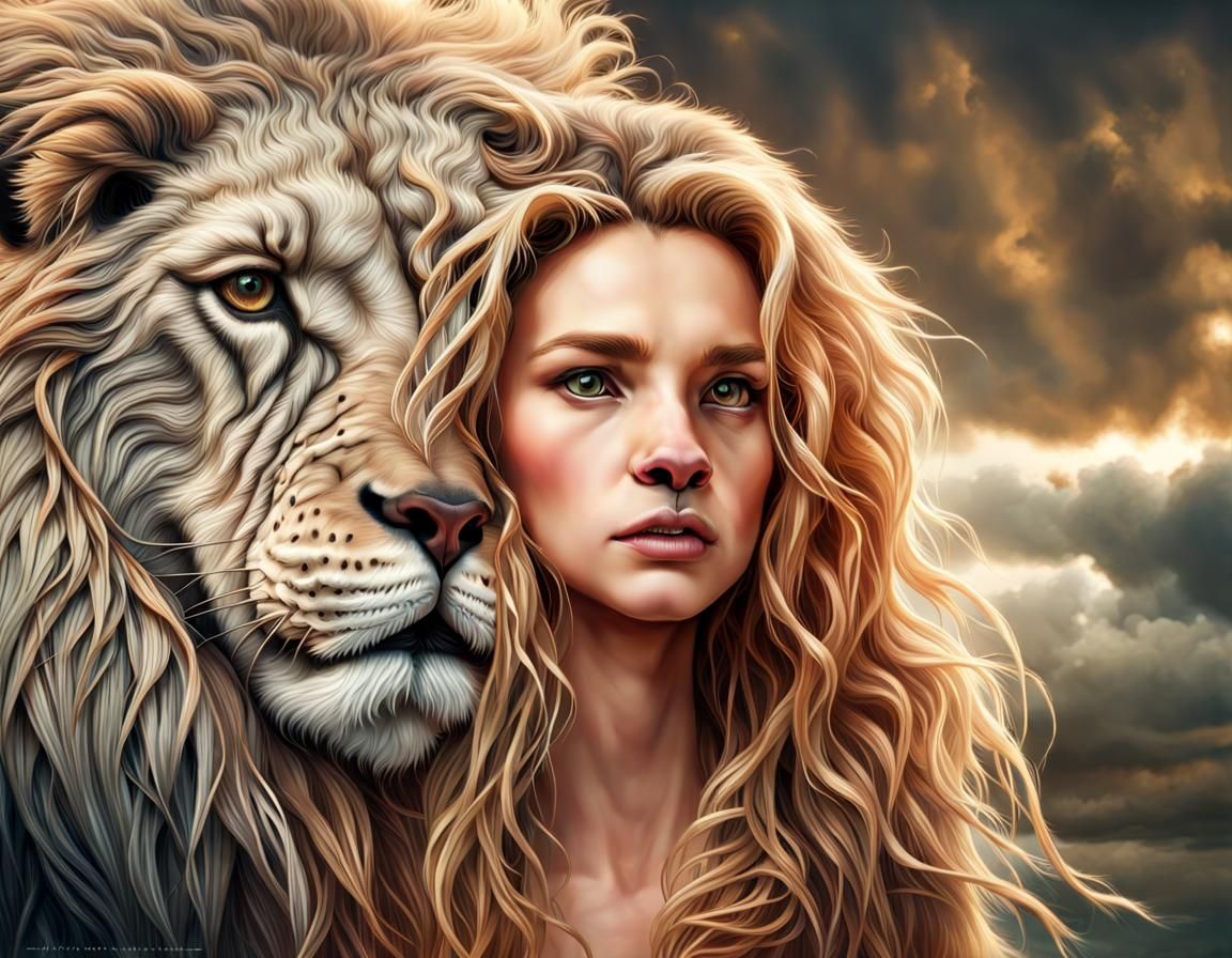 Hyperrealistic Lion Portrait with Intricate Details