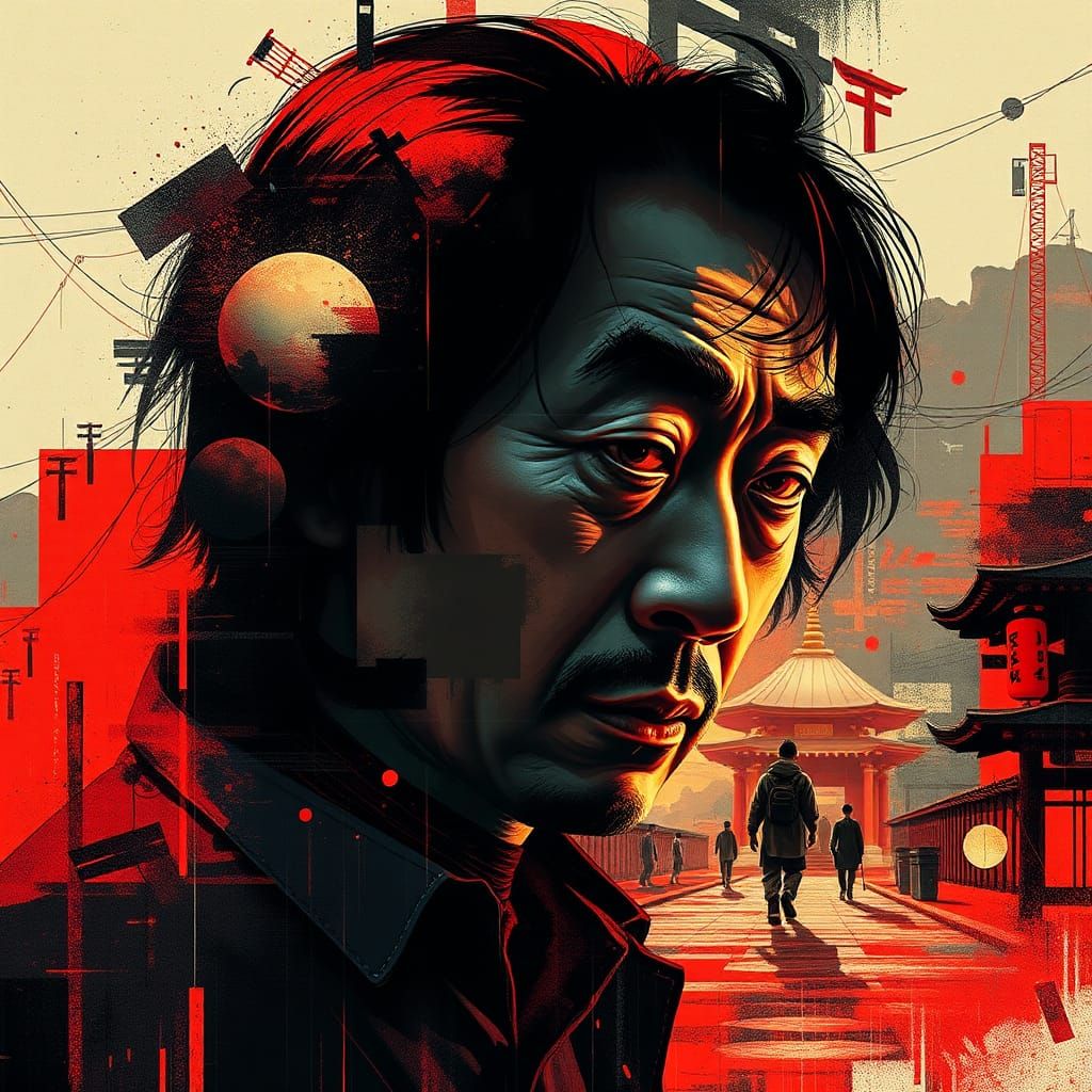 Dramatic Mixed Media Collage in 8K Resolution