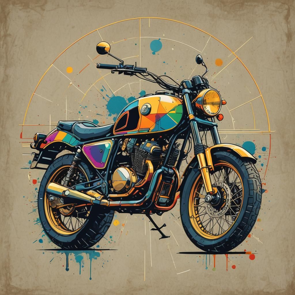 Motorcycle in Pop Art Style