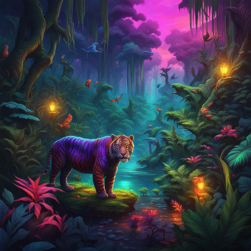 Vibrant Jungle Painting by Indigenous Artist