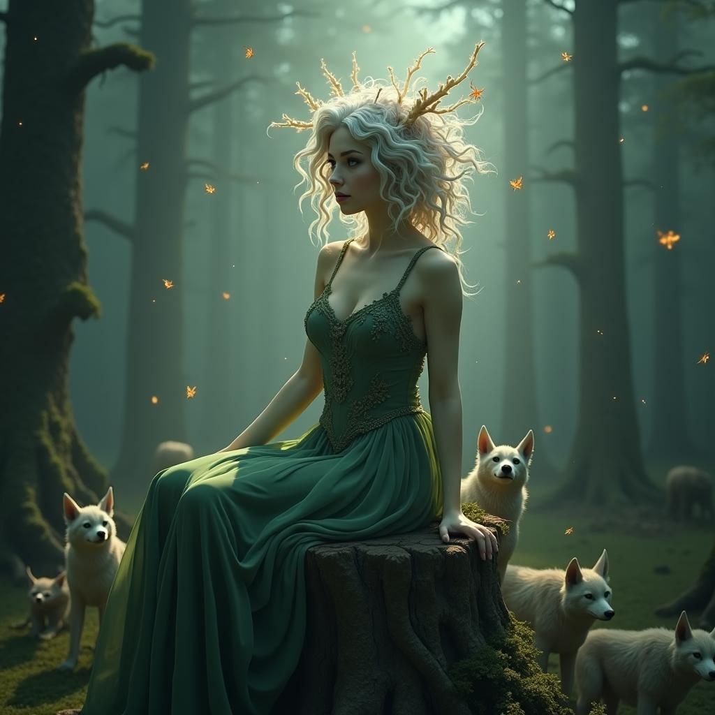 Ethereal Fae Queen in Enchanted Forest, 3D Anime Art