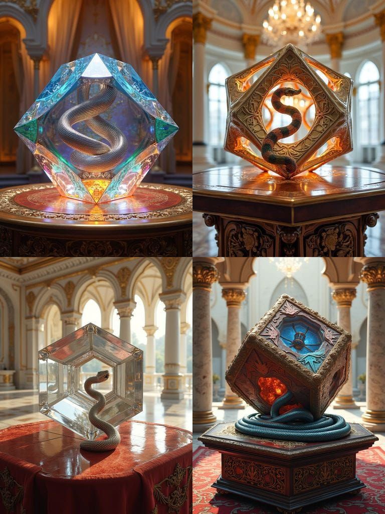 Hypercube Scene with Rubik's Snake and Regal Pavilion