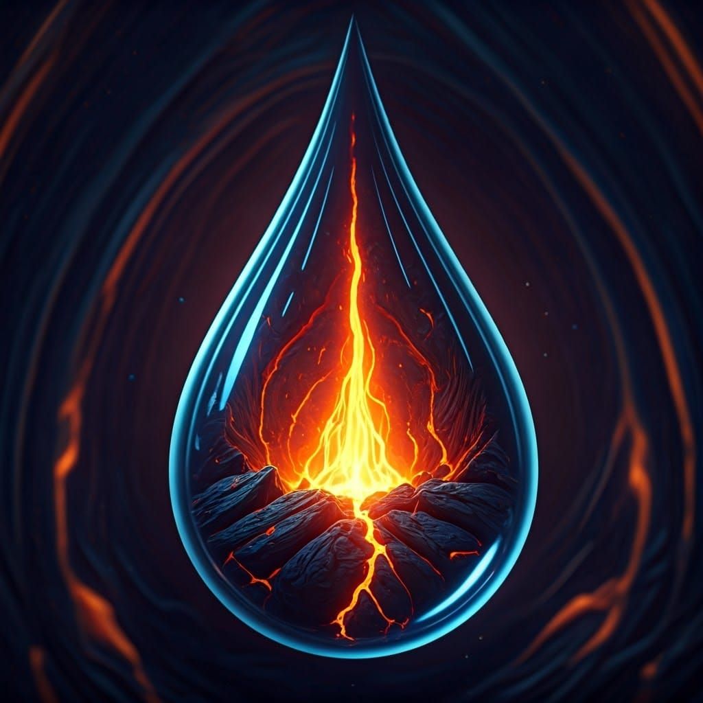 Fiery Lava Droplet: Dystopian Matte Painting