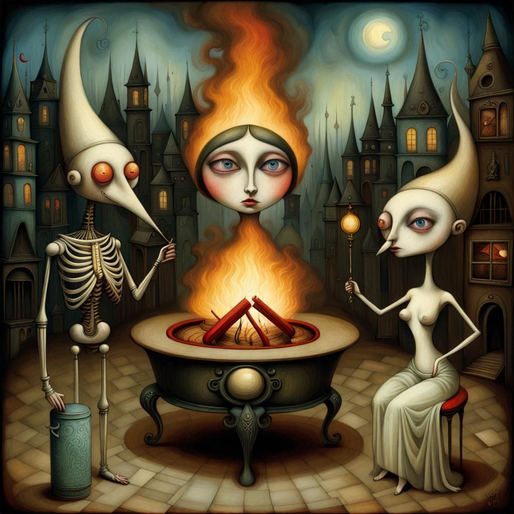 Bonfire of Vanities: Dark Fairytale Illustration