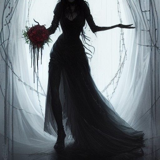 Sinister Gothic Bride with Bloody Tears