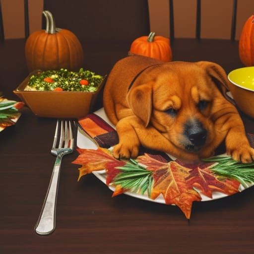 Puppy Steals Thanksgiving Turkey Dinner