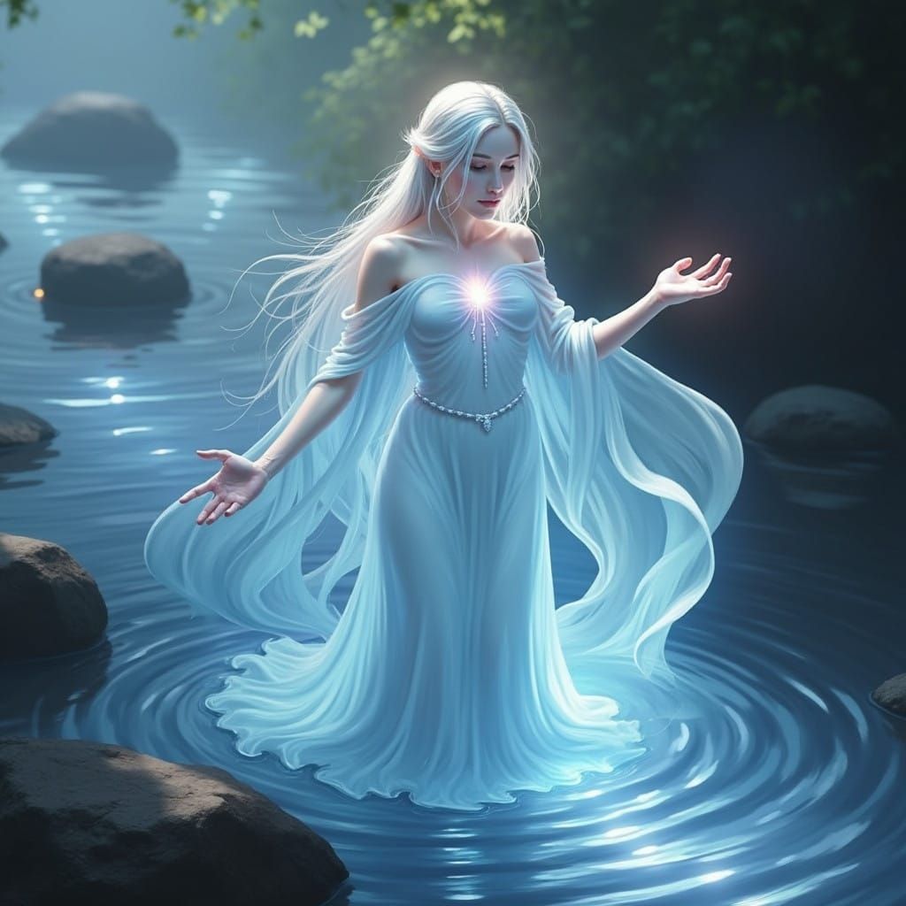 Ethereal Water Spirit in Soft, Iridescent Colors
