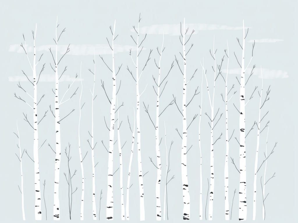 Birch Forest in Elegant Minimalist Style