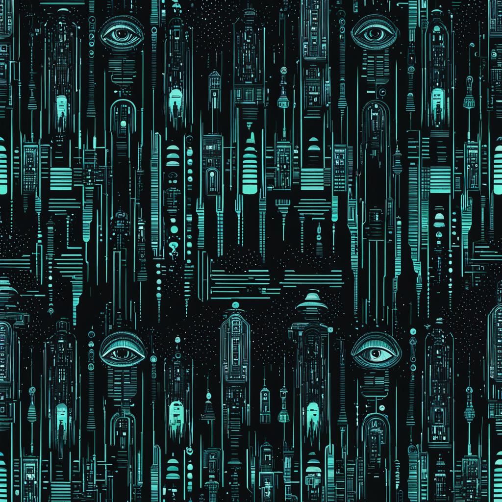Binary Code Dream alien vampire retrofuturism glitchcore hor...