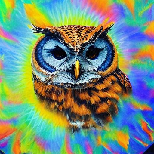 Photorealistic Owl with Abstract Geometric Art Background