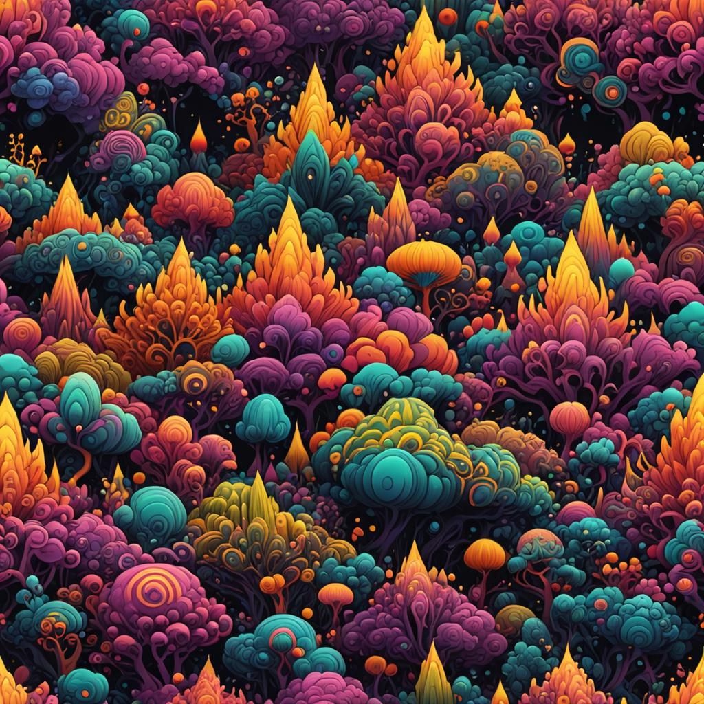 Intricate Psychedelic Patterns in Deep Color