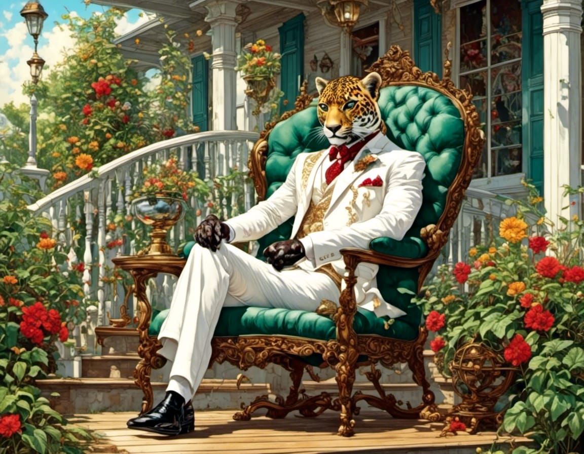 Anthro Jaguar Gentleman Farmer in Dark Fantasy Style