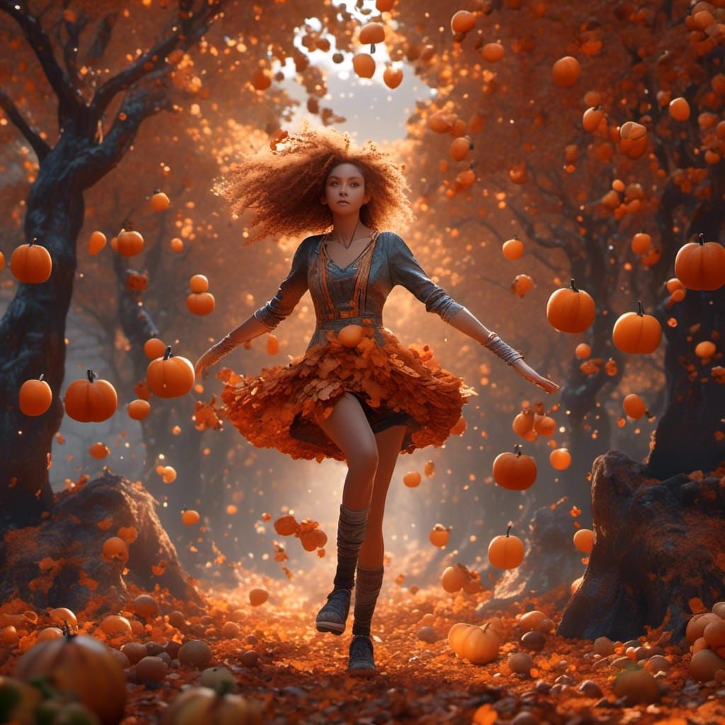 Orange Haired Lass in Autumnal Dreamscape