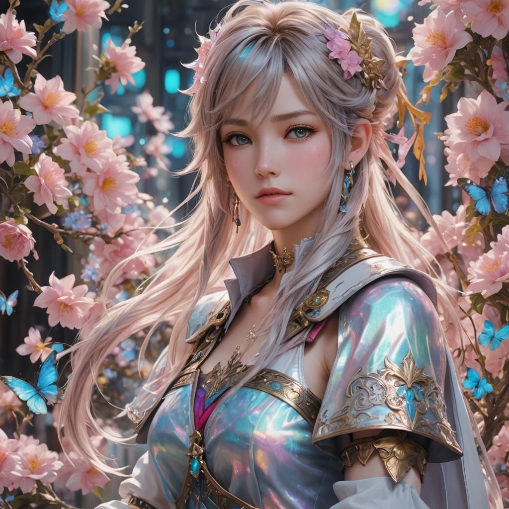 Cute Final Fantasy Tiffa in Hyperdetailed Oil Painting