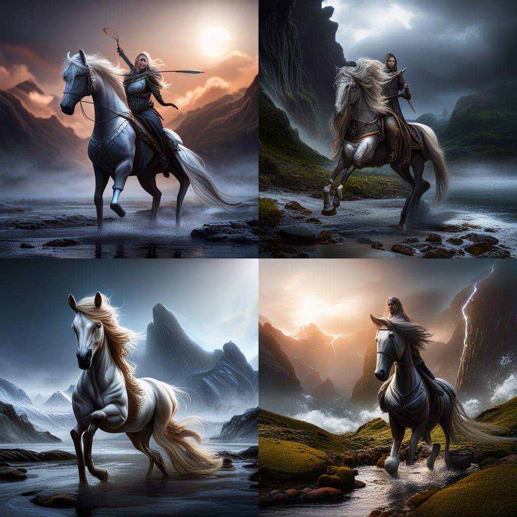 Silver Horse in Detailed Fantasy Concept Art