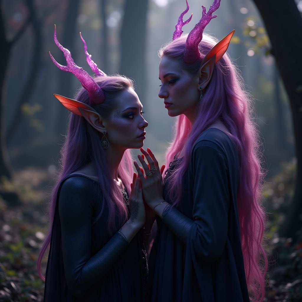 Majestic Elves in Twilight Land, Cinematic Dark Fantasy