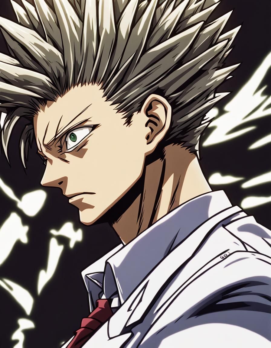 Leorio Paladiknight Anime Portrait in Cel-Shaded Style