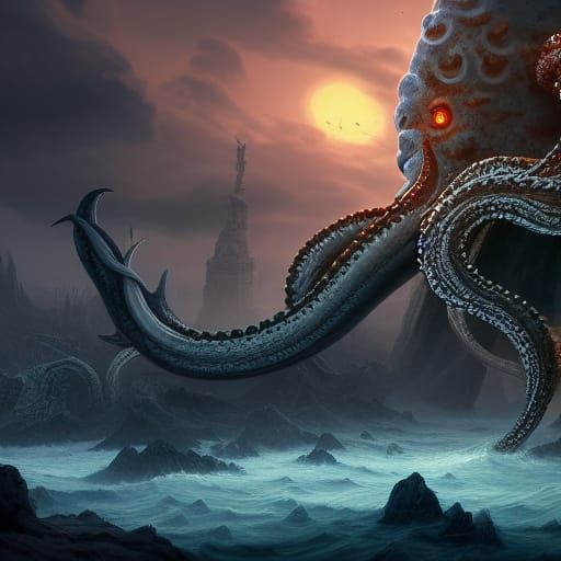 Detailed Kraken Fantasy Concept Art in 8k