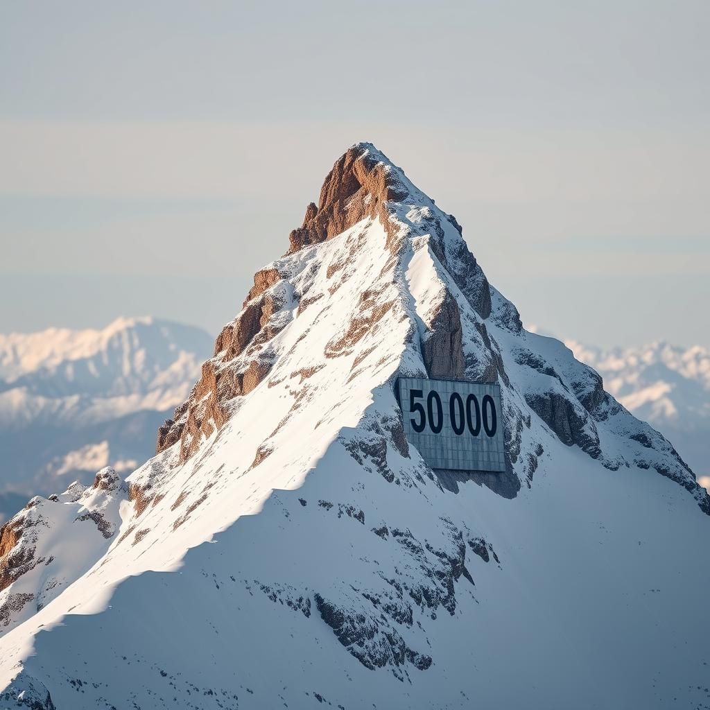 Snowy Mountain with Stone-Masoned Number