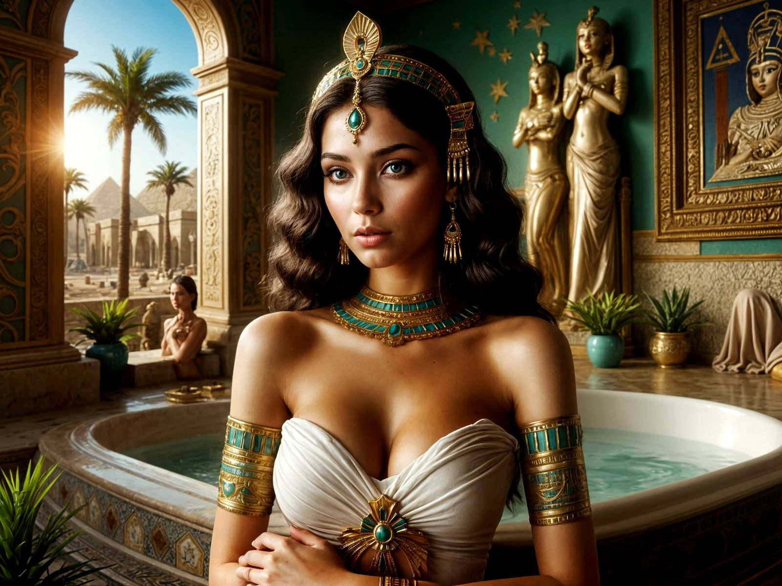 Egyptian Princess Prepares for Bath in Her Quarters