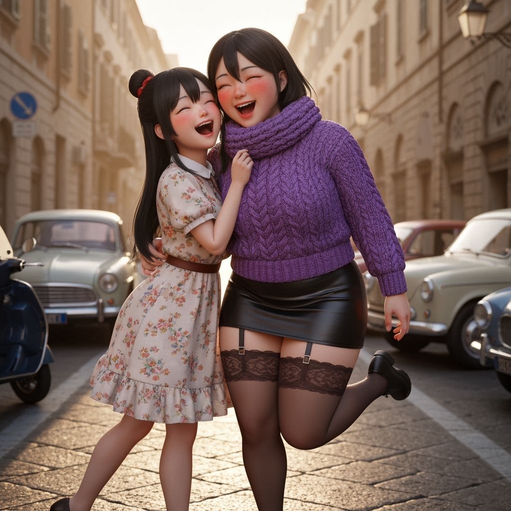 Playful Cosplay Friends in Anime Style