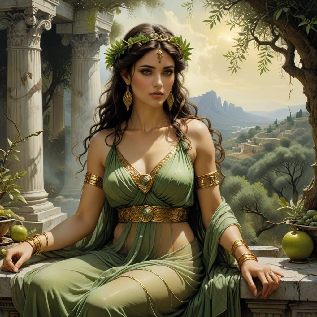 Demeter in Olive Grove, Classical Oil Painting