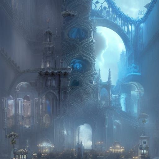 Dramatic Blue Rose Digital Matte Painting