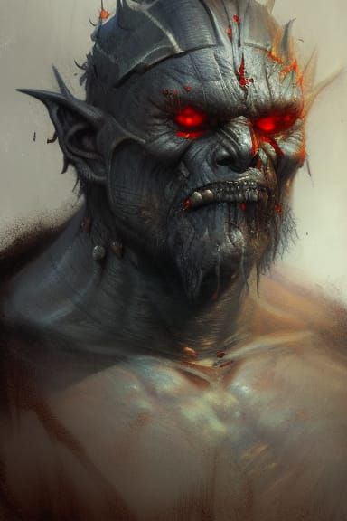 Sinister Orc Portrait in Expressive Digital Art Style