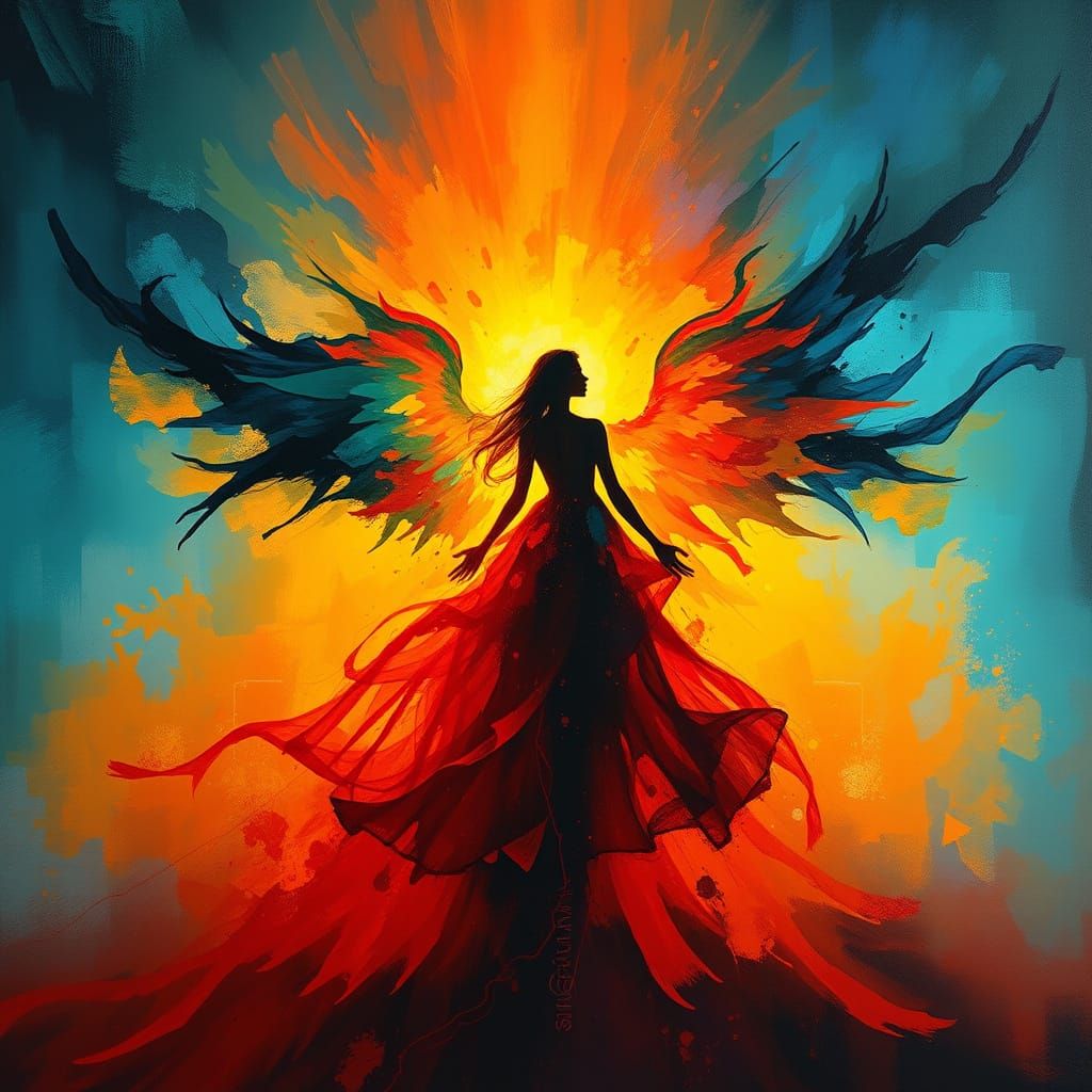 Ethereal Silhouette Abstract Expressionist Art