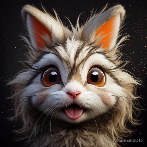 Impasto Bunny with Large Eyes, Rim Light