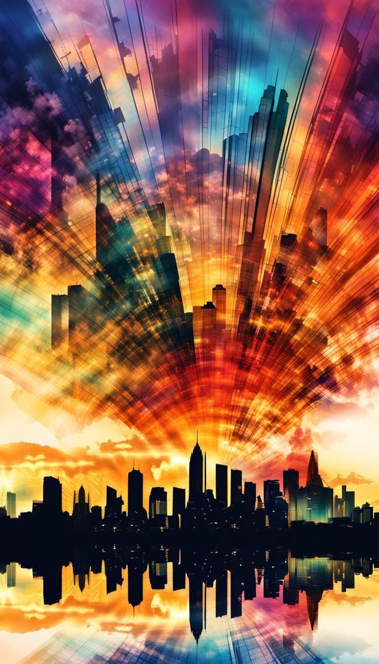 Colorful city with a different projection in the sky 😉