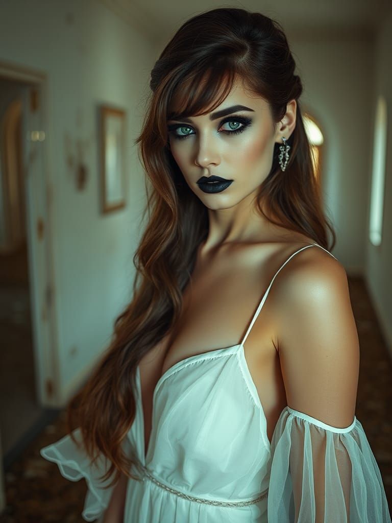 Gothic Audrey Hepburn in Abandoned House